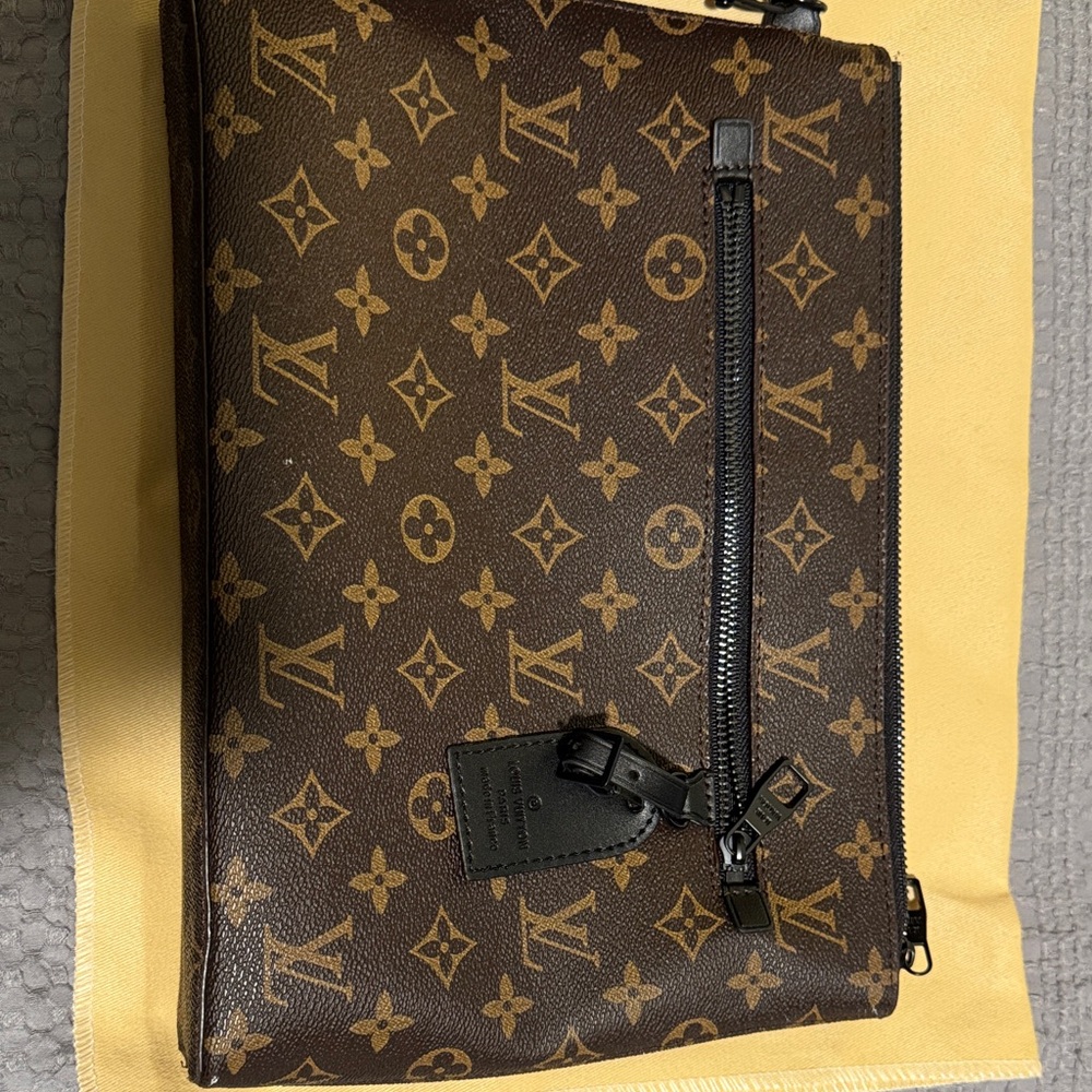 NEW LV Brown Leather Monogram Clutch